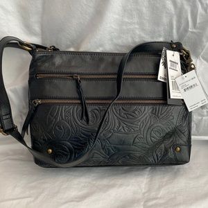 Black embossed crossbody